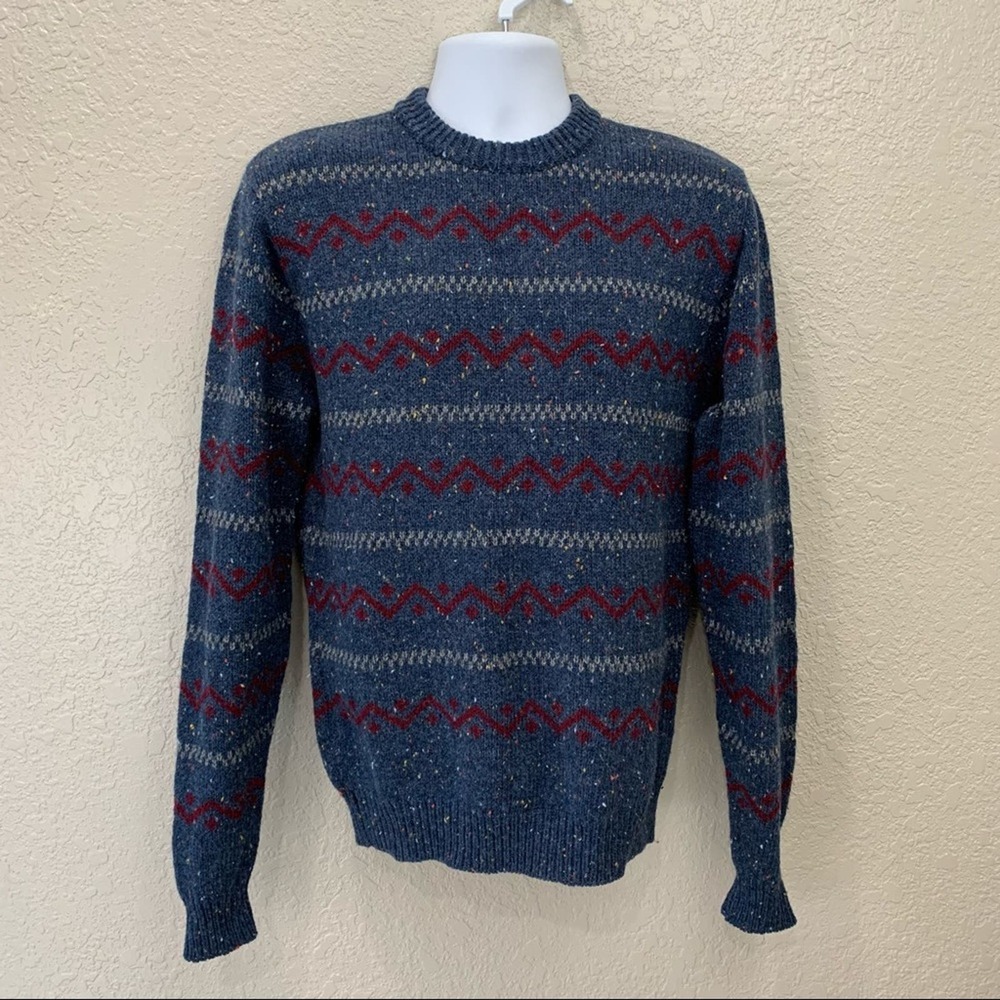 Vintage 1990s Blue Acrylic + Wool Sweater, Medium, EUC